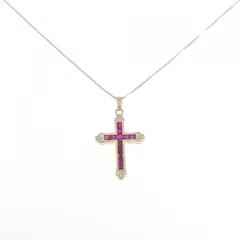 2024年最新】ルビー ペンダント ダイヤモンド クロス ネックレス K18  