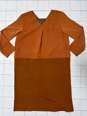 ハ2501-2-2553 ビームス　ハート　BEAMS HEART 長袖ワンピース　オレンジ　ONESIZE