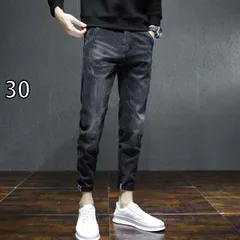 [30]メンズ ファッション 服 オシャレ シンプル 大人 かっこいい 大きいサイズ ストリート 紳士服 春 ジーンズ スリムフィット 韓国スタイル ストレッチ 秋 ブラック カジュアル ロング パンツ