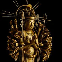 合掌観音像　仏像　仏教アート　彫刻　黒曜石　イスム　砂岩石 楽天市場】木彫り仏像 小仏－【合掌観音菩薩（聖観音）】 柘植