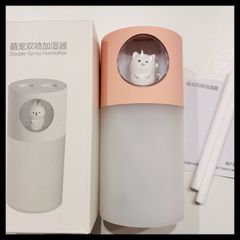 かわいいペットエア加湿器家庭用水道様式ライトデスクトップミストメーカーコットンフィルタータイプミュートカー加湿器 (Color : DQ113 Pink)