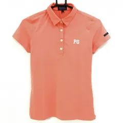 【美品】パーリーゲイツ 半袖ポロシャツ サーモンピンク×白 バックロゴ 韓国モデル レディース 0(S) ゴルフウェア PEARLY GATES