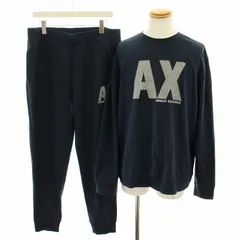 アルマーニエクスチェンジ A/X ARMANI EXCHANGE セットアップ 上下 AX ビッグロゴスウェットプルオーバー 長袖 ジョガー スウェットパンツ L 紺 ネイビー /YT