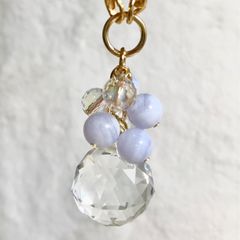 天然石バッグチャーム　ブルーレースアゲート　サンキャッチャー