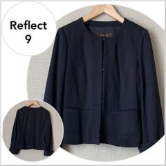 【美品♪】リフレクト　ノーカラージャケット　ダークネイビー