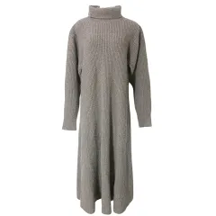 B&Y ユナイテッドアローズ BEAUTY&YOUTH ビューティー&ユース タートルネック フレア ニットワンピース ロング 長袖 ウール 厚手 茶 ブラウン ■GY14 X