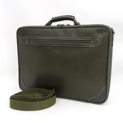 VIALORENZO ◆2WAYビジネスバッグ/アタッシュケース/レザー/グリーン 【バッグ/バック/BAG/鞄/カバン】 メンズファッション【中古】 