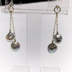 ripsalis ピアス 3連パール グレー ゴールド - メルカリ