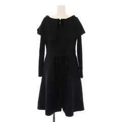 トゥービーシック TO BE CHIC ニット ワンピース ひざ丈 長袖 フロントジップ ビックカラー ウール 40 黒 W5F01-605-09 /BM