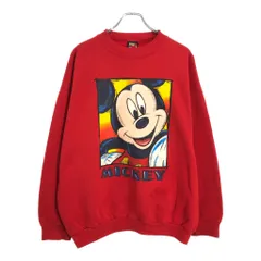 90年代 USA製 Disney ディズニー ミッキーマウス スウェット キャラクター レッド(メンズ XL)中古 古着 V1128