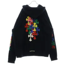 CHROME HEARTS (クロムハーツ) MLTCOL CEM CRS HD PLVR セメタリークロスプリント スウェット プルオーバーパーカー ブラック/マルチ