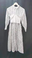 ◇ snidel スナイデル ストライプ 薄手 レイヤード風 長袖 ロング ワンピース サイズFREE ホワイト レディース E 【1308290055908】