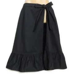 ピンクハウス★裾フリル♪ラップスカート タブリエ デニム風 ブラック系 無地 z14792