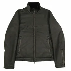 セオリー Theory ラムレザー ムートン ライダース ジャケット 羊革 シープスキン バイカー ブルゾン 裏ボア ハイネック アウター S/38 黒 ブラック 02-0305004 メンズ ♪8のサムネイル