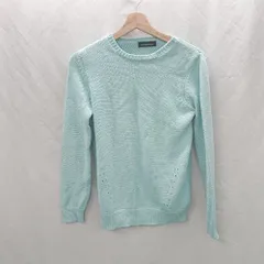 ◇ ⊇ green label relaxing コットン65%シルク35% 長袖 ミドルゲージニット サイズF ブルー系 レディース E  【1506130009917】