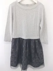 ◇ ◎ INTERPLANET インタープラネット タグ付 チュール 長袖 膝丈 ワンピース サイズM グレー ブラック レディース  【中古】 【1203280001616】のサムネイル