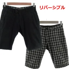 バーバリーブラックレーベル BURBERRY BLACK LABEL パンツ ショートパンツ リバーシブル コットン ブラック 黒 チェック ブラック 黒 グレー 73