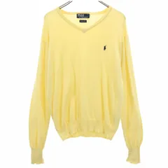 ポロバイラルフローレン 長袖 Vネック コットンニット セーター M イエロー系 Polo by Ralph Lauren メンズ
