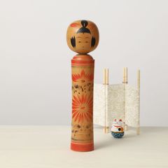 ヴィンテージ伝統こけし、岸正規（1931-2010）作、鳴子系、高さ24.5cm | antique Dento kokeshi doll-Naruko style, Masanori Kishi (1931-2010), 24.5cm in height