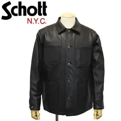 【洗える】Schott カーバーオール ワークジャケット ロゴボタン L 黒 7825152005.jpg