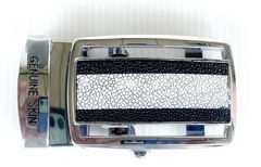 新品★スティングレイ ベルト バックル ガルーシャ エイ革 メンズ 黒 ブラック 楕円