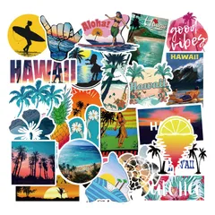 ハワイステッカーセット 50枚入り アロハ防水デカール ハワイシールパック スーツケース ノートパソコン バイク ヘルメットなど適用