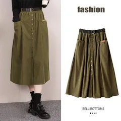 ロングスカート レディース コーデュロイ スカート ロング丈 マキシ丈 ウエストゴム ベルト通し ボトムス 無地 Aライン 体型カバー おしゃれ カジュアル 可愛い 通勤 通学 ファッション 秋 冬【qingy84】