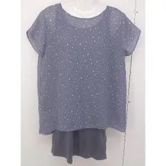 ◇ GLOBAL WORK 水玉 ドット キャミソール ブラウス アンサンブル サイズM パープル オフホワイト レディース  【中古】 【1206110001091】
