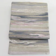 グレー縞 半幅帯 リバーシブル ★新品未使用★ 半幅帯 レース オフホワイト ライトグレー 白 灰色 葉模様 細帯