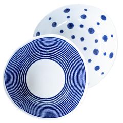 【送料無料】西海陶器 波佐見焼 食器セット 鉢 ボウル 皿 2点セット 軽量 直径約20cm 藍玉柄 和柄 電子レンジ可 食洗機対応 日本製 19868