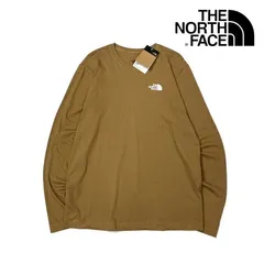 ノースフェイス 長袖 Tシャツ ロンT US限定 ロゴ刺繍 茶180902