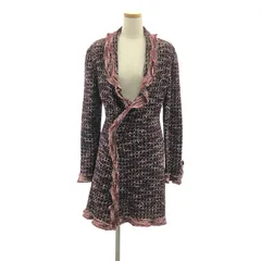 CHANEL / シャネル | 90s～ / 1997AW ココマーク ボタン フリル コーディガン ニット コート | 38 | ボルドー/ピンク/ブラック | レディース