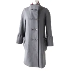 【ドンドン見直し】美品◎正規品 日本製 レオナール 0368992 レディース ウール混アンゴラ スタンドカラー ダブル ロングコート グレー 3のサムネイル