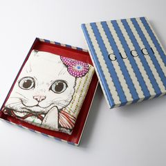 미사용 구찌 GUCCI 614623 칠드 렌즈 히구치 유코 담요 코하루 고양이 80cm x 80cm / 옐로우 콜라보 [2400014513042]