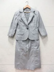 courreges クレージュ セットアップ ジャケット ワンピース フォーマル 無地 麻混 シンプル 膝丈 裏地 グレー サイズ9AR オケージョン