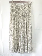 ◇ ⊂ UNIQLO ユニクロ シフォン ロング プリーツ スカート サイズＭ アイボリー ブルー系 レディース E  【1507230010377】