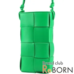 【未使用品】BOTTEGA VENETA/ボッテガ ヴェネタ　マキシ イントレチャート カセット ミニ ショルダーバッグ/ミニ クロスボディバッグ/フォンポーチ/スマートフォンケース/スマホケース　カーフスキン　パラキート（グリーン）　730541