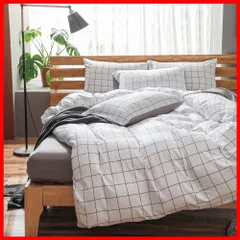 布団カバー 3点セット シングル 布団かばー NSNLGSGC ベットカバー ベッド用 single 白 ホワイト チェック柄 韓国 洋式・和式兼用 洗い替え速乾タイプ 防ダニ