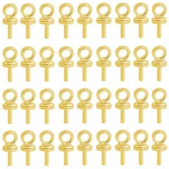 ゴールド 挿入ヒートン 3*6mm 100個セット レジン アクセサリーパーツ ヒートン キャップ 基礎金具 ジュエリー DIY用 手芸用品 クラフト用品 アクセサリーパーツ ハンドメイド DIYのイヤリング/ブレスレット/ネックレス/ペンダント/アンクレット