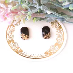 no.204　レジン　ブラウン　クラッシュメタリック　宝石型　ピアス　イヤリング　ハンドメイド