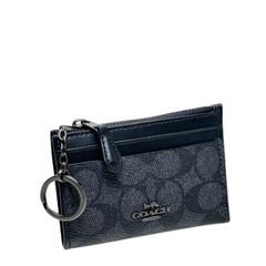 コーチ 財布 レディース COACH コインケース シグネチャー ミニ スキニー ID ケース ポーチ CW870 QBMI5 チャコール×ブラック 旧88208
