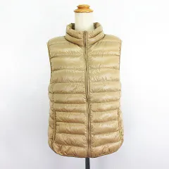 ユニクロ UNIQLO ダウンベスト アウター ジップアップ XL ベージュ ※EKM