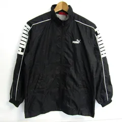 プーマ ナイロンジャケット アウター ジャンパー スポーツウエア キッズ 男の子用 160サイズ 黒×白 PUMA 【中古】
