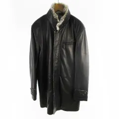 バーバリーブラックレーベル BURBERRY BLACK LABEL ステンカラーコート ラムレザー 羊革 ラビットファー 黒 ブラック M BMP82-539-09 三陽商会のサムネイル