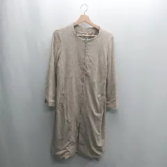 ■ ⊇ nano universe フェイクスエード 長袖 ノーカラーコート サイズ38 ベージュ レディース E  【1409100038736】