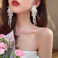 フリンジパールロングピアス　SILVER925POST/アイボリー