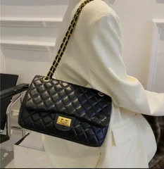 人気 高見え チェーン キルティングバッグ ブラック 2WAY