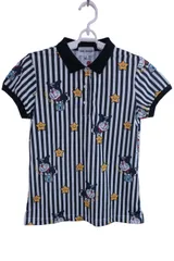 【美品】Jack Bunny(ジャックバニー) ポロシャツ 白黒ストライプ ドラえもん レディース 0 263-0260842 ゴルフ用品 2409-0030 中古