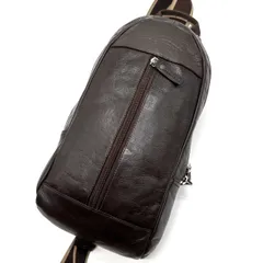 【良品】 COACH コーチ ボディバッグ ショルダーバッグ ヘリテージ ボーダー柄 ロゴ型押し シルバー金具 チャーム シボレザー メンズ ブラウン 茶色