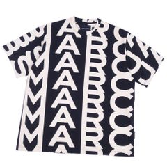 美品 マークジェイコブス MARC JACOBS Tシャツ カットソー 総柄 ショートスリーブ コットン トップス メンズ S ブラック/ホワイト